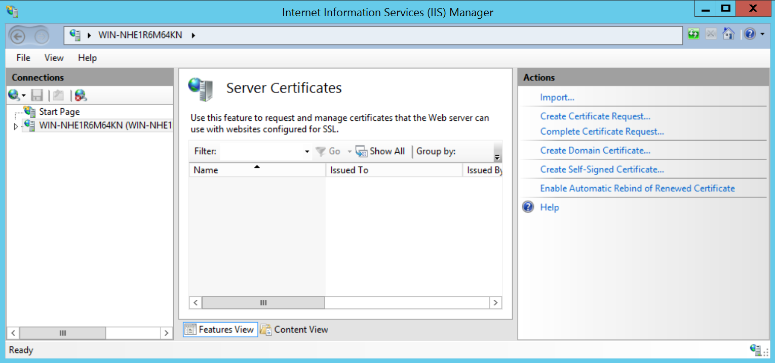 IIS Server Certificates